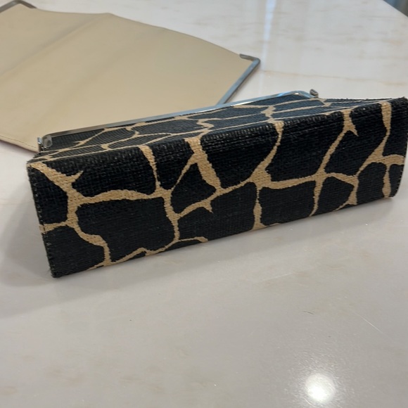 tallula Tate 3 in 1 black satin clutch with 2 addl interchangeable covers. 10x6. - Picture 10 of 11